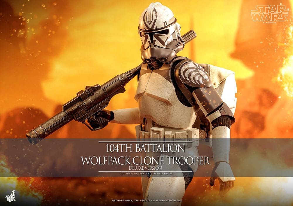 Star Wars: The Clone Wars Figura 1/6 104th Battalion Wolfpack Clone Trooper Deluxe Version 30 cm (Embalaje dañado)